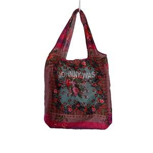 Johnny Was California Foldable/Reuseable Tote Bag Floral shopping Nylon Boho